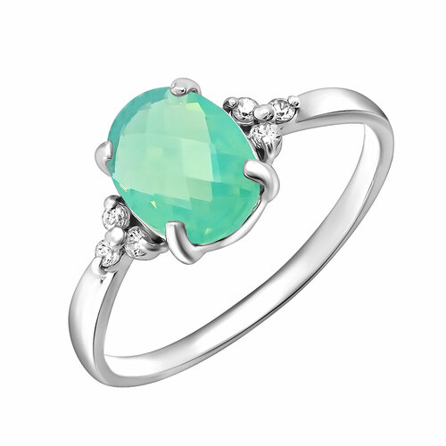 Кольцо Яхонт, серебро, 925 проба, фианит, кристалл, размер 16, зеленый, бесцветный кольцо яхонт серебро 925 проба кристалл размер 18 голубой бесцветный