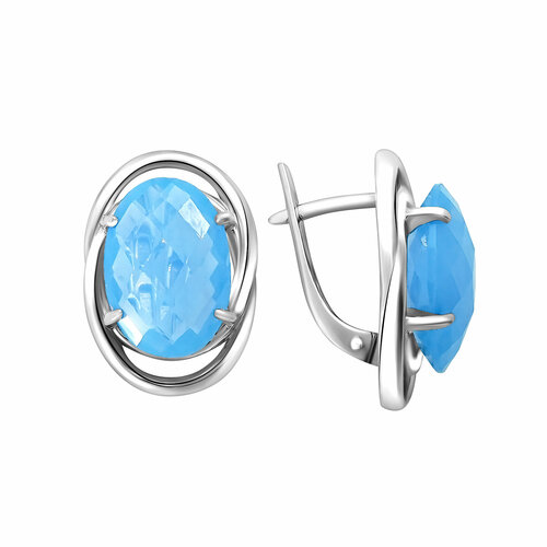Серьги Яхонт, серебро, 925 проба, кристалл, голубой ювелирный комплект corde серьги кольцо серебро 925 проба родирование турмалин