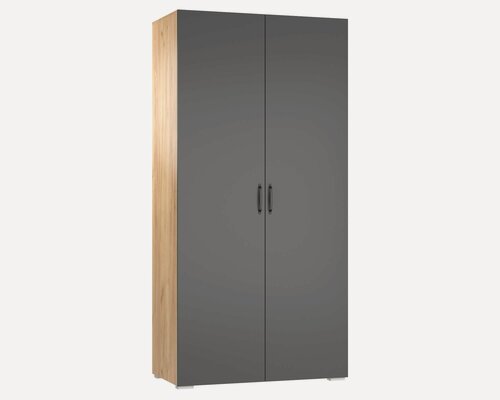Изображение товара Шкаф распашной для одежды с полками штангой "МНР 2" 80х204х52 Дуб крафт золотой / Серый графит