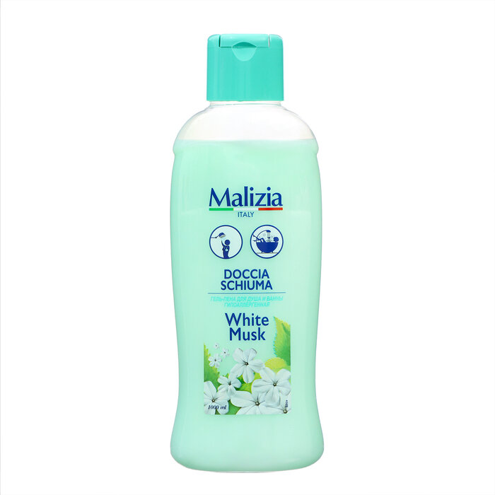 фото MALIZIA Гель - пена для душа и ванны WHITE MUSK MALIZIA, 1000 мл
