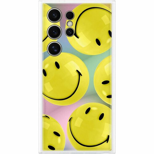 Чехол-накладка Samsung Flipsuit Case S24 Ultra желтый (принт Smiley)