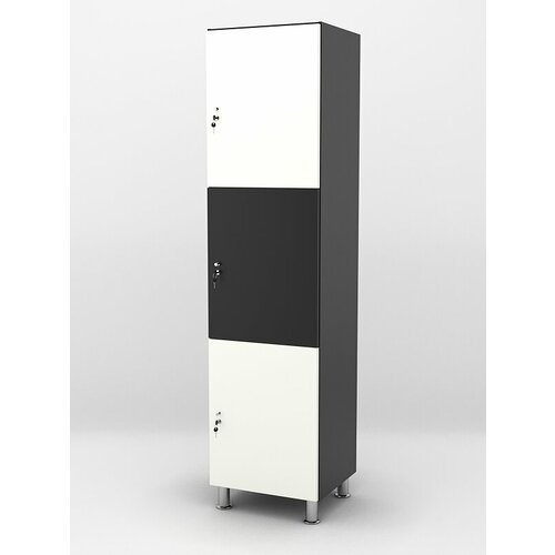 Шкаф для раздевалок фитнес 4 Черный и Белый 50 x 45 x 200 см 16368₽