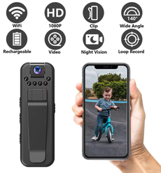 Нагрудная мини камера с ИК-подсветкой SV717 Wi-Fi, 500 mAh, циклическая запись/ Персональный носимый видеорегистратор