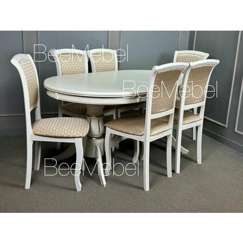 Обеденная группа стол овальный на двух ножках 160 и 6 стульев 63900₽