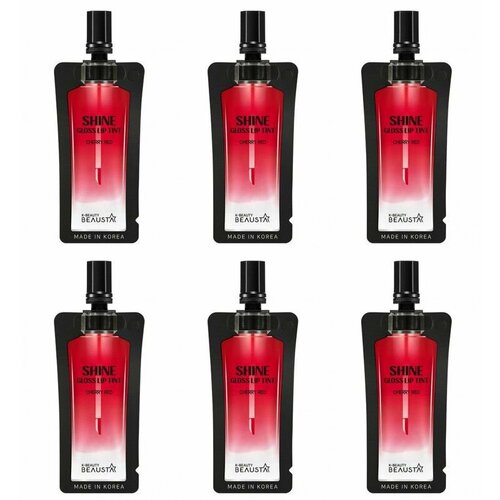 Beausta Тинт для губ Shine Gloss Lip tint тон 1 Cherry Red вишнево-красный 4 мл - 6 штук 1116₽