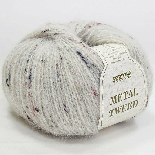 Пряжа Seam METAL TWEED 01 белый (2 мотка)