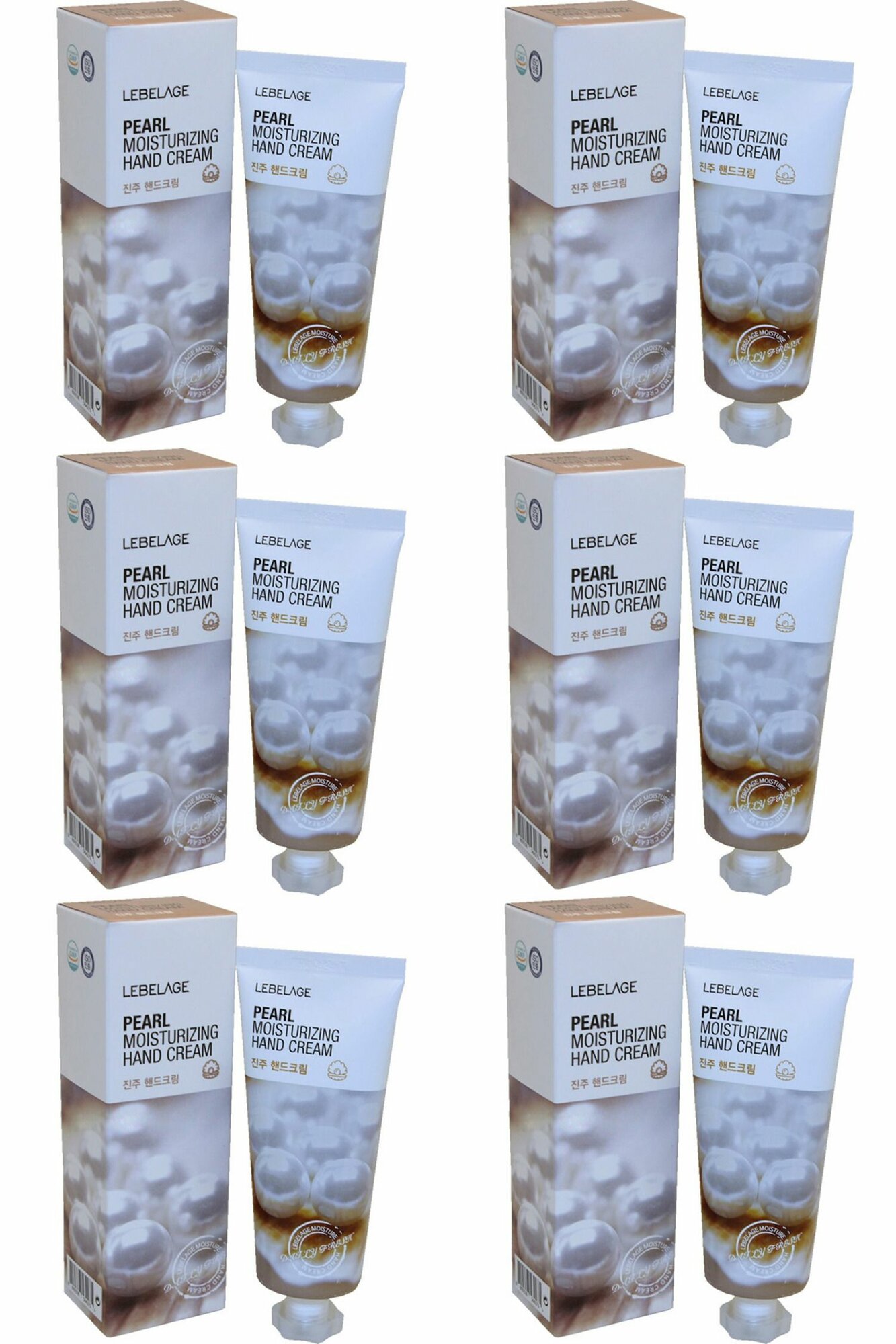 Lebelage Крем для рук Pearl Moisturizing Hand Cream, с жемчугом, 100 мл, 6 шт.