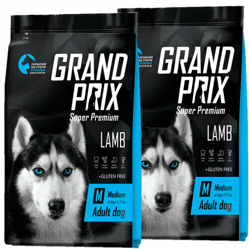 GRAND PRIX MEDIUM ADULT для взрослых собак средних пород с ягненком (12 + 12 кг) trainer natural medium adult д взрослых собак средних сыровяленая ветчина рис 3кг