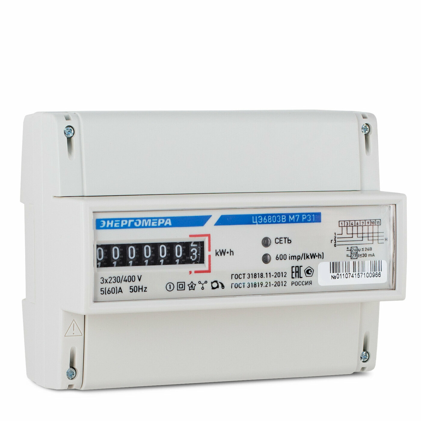 фото Счетчик Энергомера ЦЭ6803В 1 230В 5-60А 3ф.4пр. М7 Р31