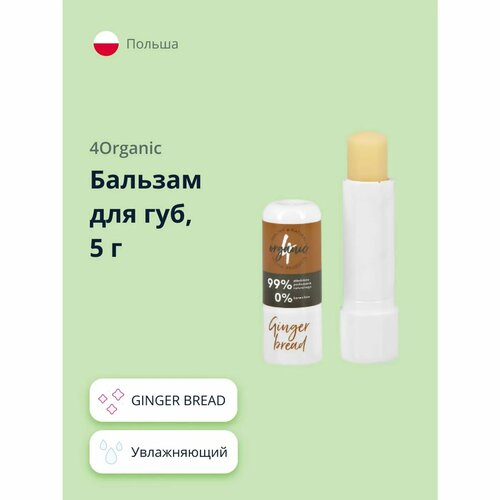 Бальзам для губ 4organic ginger bread увлажняющий 5 г 4organic крем для лица детский 4organic с маслом ши и какао 50 мл