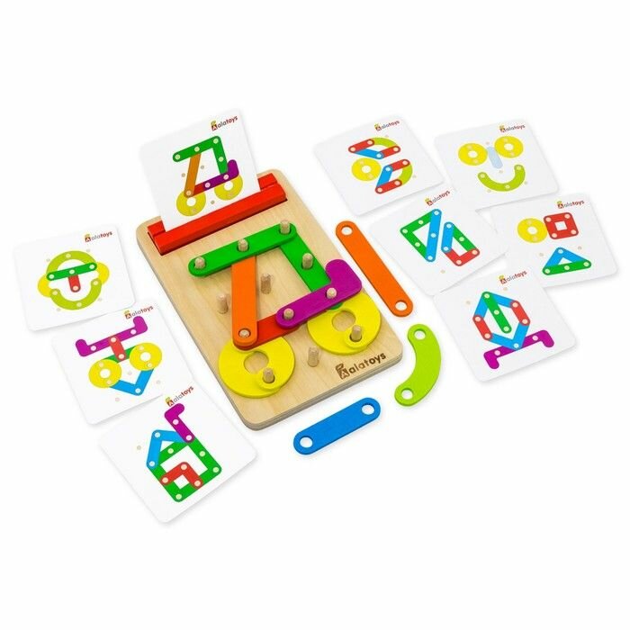 Геоборд Alatoys "Математический планшет", 48 карточек, 25 фигурок