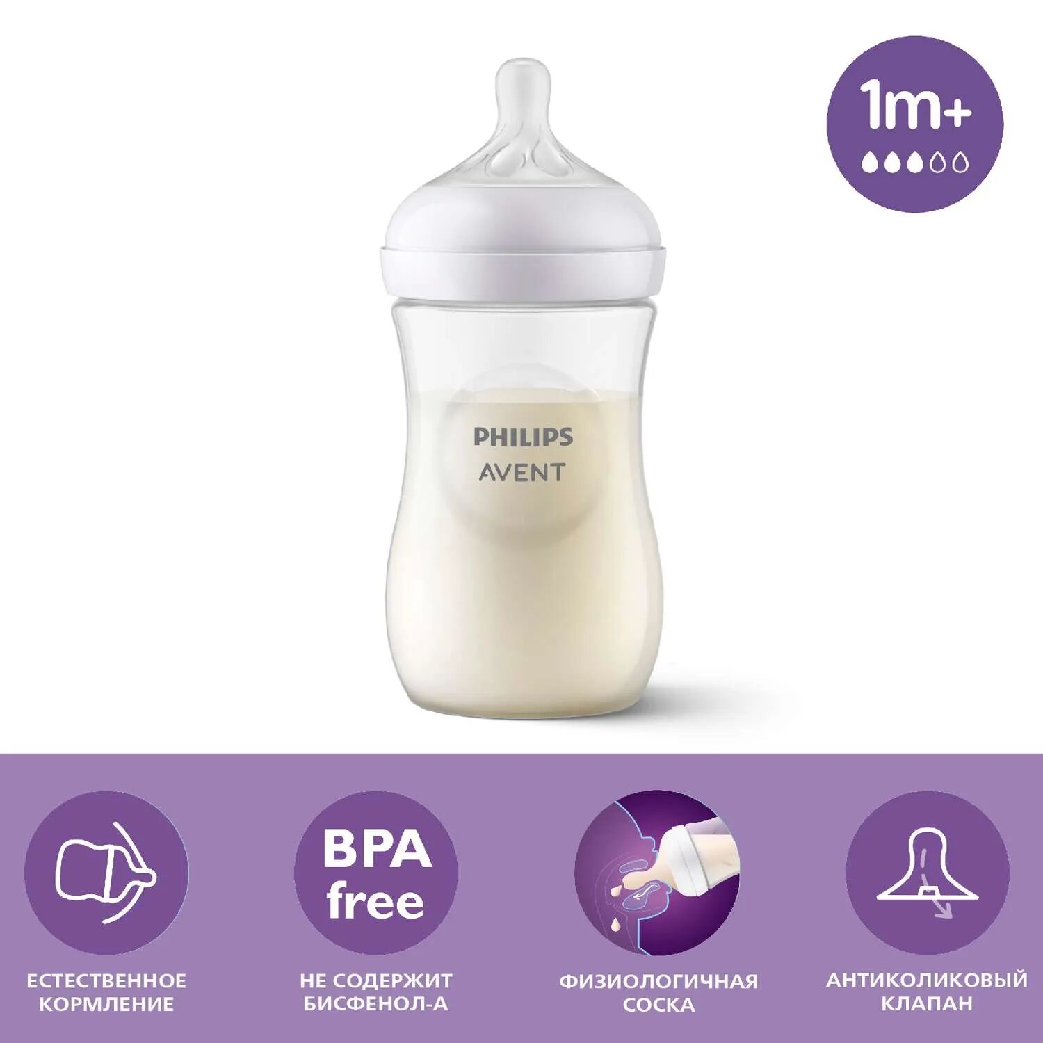 Бутылочка для кормления Philips Avent Natural Response 260мл с 1месяца SCY903/01