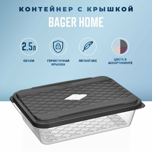 Контейнер для еды с клапаном Bager Home 2500 мл, для хранения