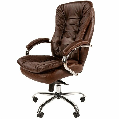 Офисное кресло CHAIRMAN 795, натуральная кожа/экокожа, коричневый Bruno N