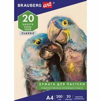 Папка для пастели Brauberg А4, 210х297 мм, 20 л, , тонированная бумага (слоновая кость), гознак, "Скорлупа", 200 г / м2, 126306