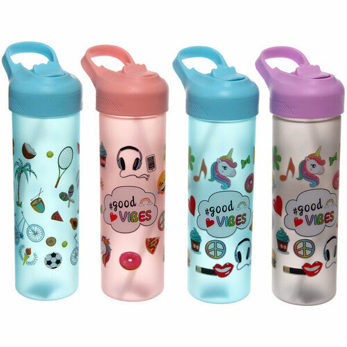 Бутылка питьевая пластиковая 650мл Летние игры матовая микс цветов 639₽