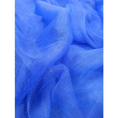 Ткань для шитья Фатин, мягкий, васильковый, отрез 120х100 см. для рукоделия, игрушек.