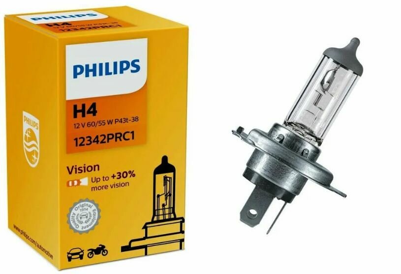 Лампа H4 12V 60/55W P43t н/о +30% PREMIUM