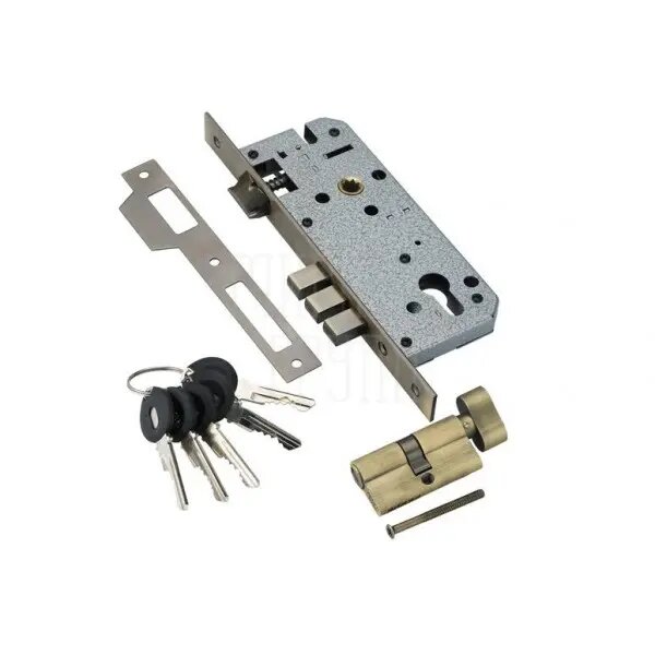 Замок врезной с цилиндром ADDEN BAU LOCK 4585 5-60B D бронза