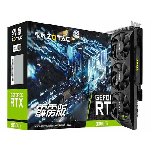 Видеокарта ZOTAC GeForce RTX 3060 Ti LHR 8GB Thunderbolt edition Retail видеокарта msi pci e nvidia geforce rtx 3060ti 8gb gaming z trio lhr rtl rtx 3060 ti gaming z trio 8g lhr