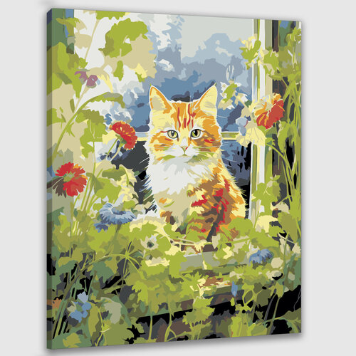 картина по номерам рыжий кот и бабочка Картина по номерам 50х40 рыжий кот