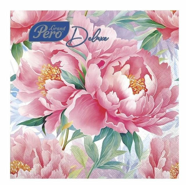 фото Pero Deluxe Салфетки бумажные Розовый туман, трехслойные, 33х33 см, 20 шт