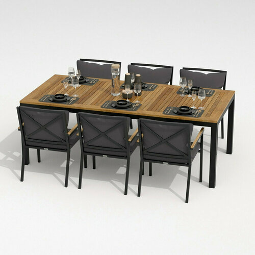 Обеденная группа TELLA FESTA plus каркас карбон / стол тик 220 / ткань антрацит