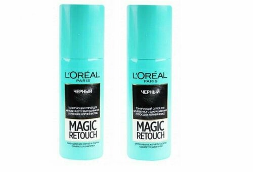 Спрей тонирующий для волос LOreal, Magic Retouch, для мгновенного закрашивания, тон - 01 Черный, 75 мл, 2 шт