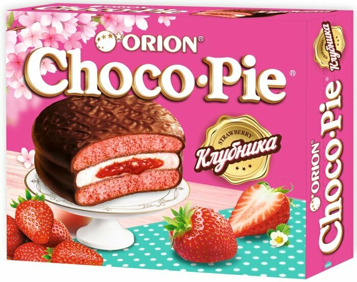 Пирожное Orion Choco Pie в глазури Клубника 360г