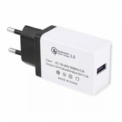Сетевое зарядное устройство KS-364 QuickCharge3.0 1порт 2А USB, белый