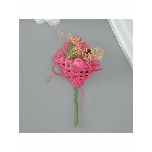 Букет декоративный Розочка 5х9 см малиновый 508₽