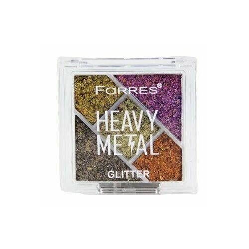 Farres cosmetics Тени для век Heavy Metal Glitter, тон 01 тени для век в палетке 9 цветов