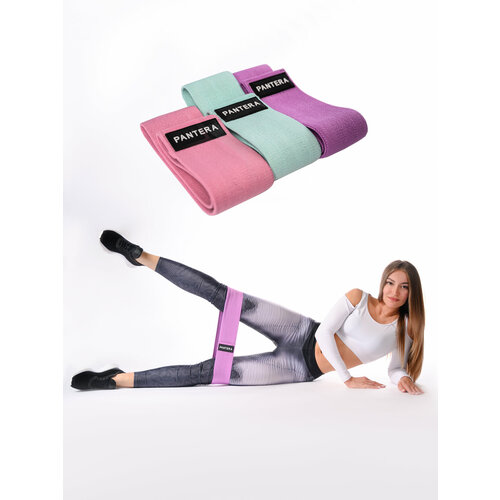 Спортивные тканевые резинки для фитнеса эспандер ленточный для спорта набор 3 шт 672₽