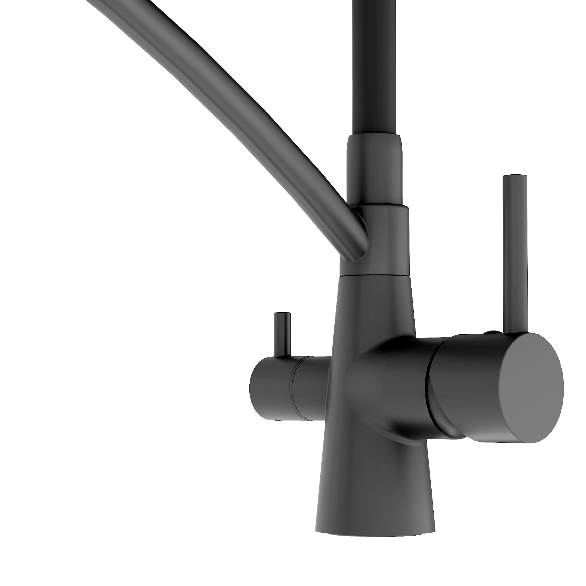Смеситель для кухни с гибким изливом с подключением к фильтру черный, арт. EL_K102 total black