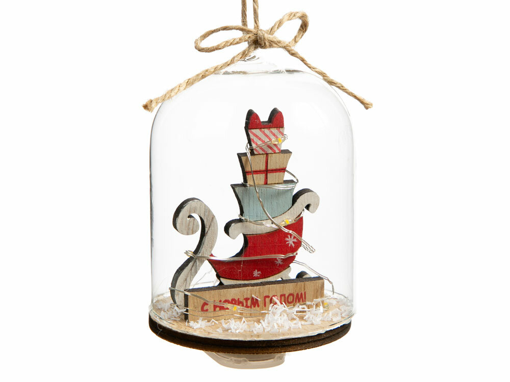 Новогоднее украшение «Сани в колбе» 11.4 х 11.4 х 7.2 см мультиколор