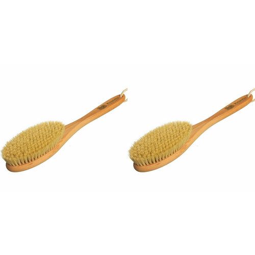 Kristaller Щётка для сухого массажа на ручке, тампико натуральное, 215 пучков, 2 шт