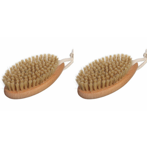 Kristaller Щётка для сухого массажа натуральная щетина белая, 112 пучков, 2 шт