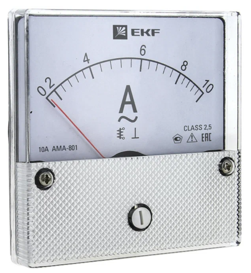 Амперметр AMA-801 аналоговый на панель (80х80) круглый вырез 400А трансф. подкл. EKF