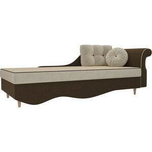 фото Кушетка АртМебель Лорд рогожка серый/бежевый правый угол