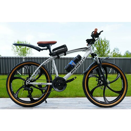 Велосипед горный RICHIESTO 24 колёса Алюминиевые кованные литые диски Детский Подростковый Спортивный серебристо-коричневый 2650000₽