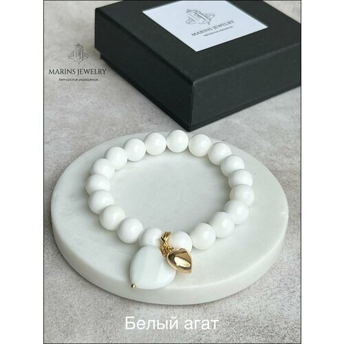Браслет MARINS JEWELRY, агат, белый, бежевый