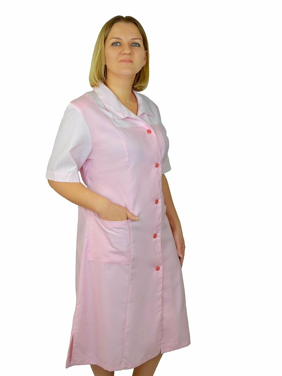 "Женский халат для сферы услуг", размер 48-50, розовый