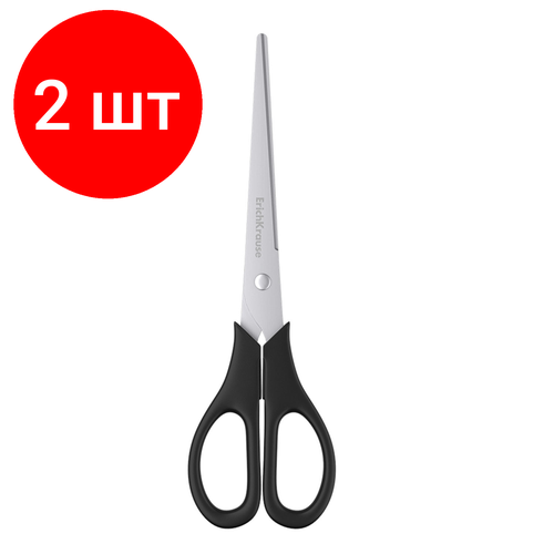 Комплект 2 шт Ножницы ERICH KRAUSE Standard 190 мм черные в картонной упаковке с европодвесом 21881 701₽