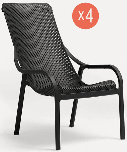 Изображение товара Комплект из 4-х садовых кресел Nardi Net Lounge, цвет антрацит