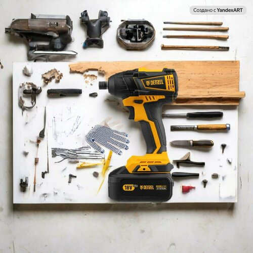 Винтоверт ударный аккумуляторный Denzel CID-IB-200 18Вт рабочие перчатки 14660₽