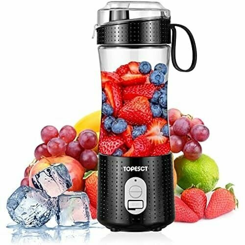 Портативный блендер Topesct для смузи и коктейлей шесть лезвий в 3D-макете для превосходного смешивания перезаряжаемая USB-соковыжималка на 13 унций 4000 мАч мощный блендер для фруктов черный 1057100₽