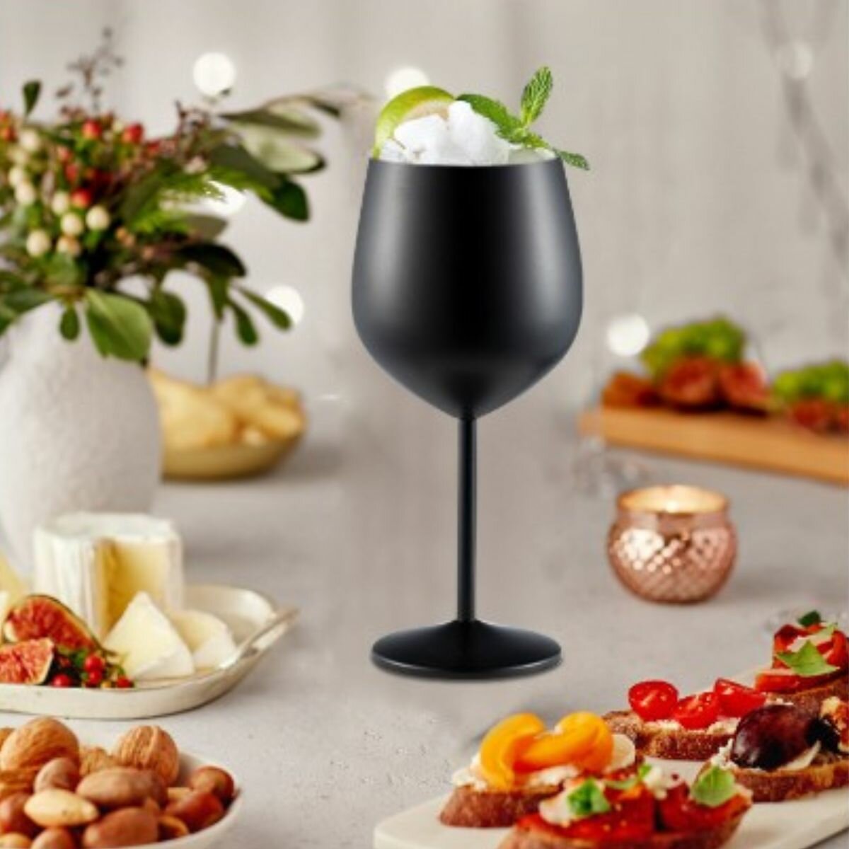 фото Бокал для вина металлический, красный 500 мл, 1 штука