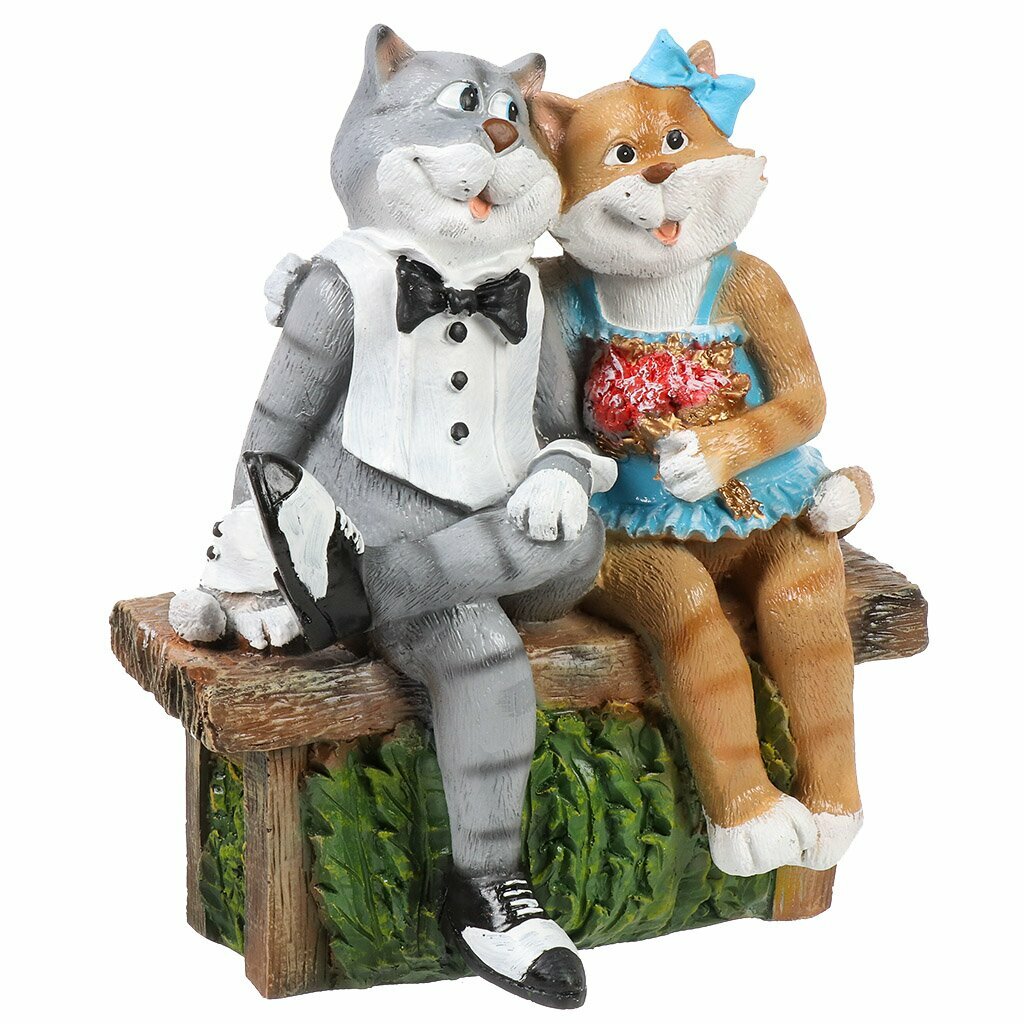 фото Фигурка садовая Коты Влюбленная парочка, 41 см, полистоун, F445