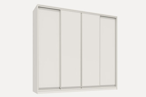 Изображение товара Шкаф купе для одежды Модена 4, МФ-Купе, 220х45х240, белье/платье/платье, белый, профиль серебро