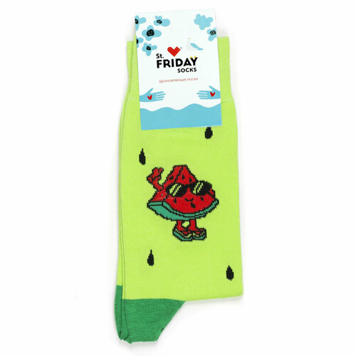 фото Носки st. friday - долька арбуза, размер 42-46, красный, зеленый, черный